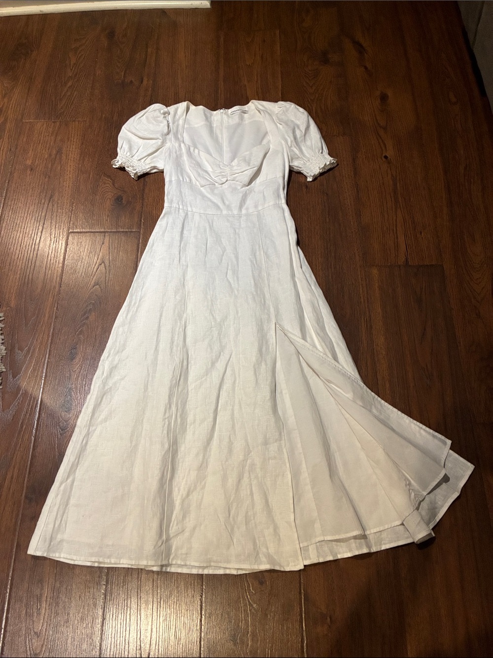 Reformation White Puff-Sleeve Maxi Dress